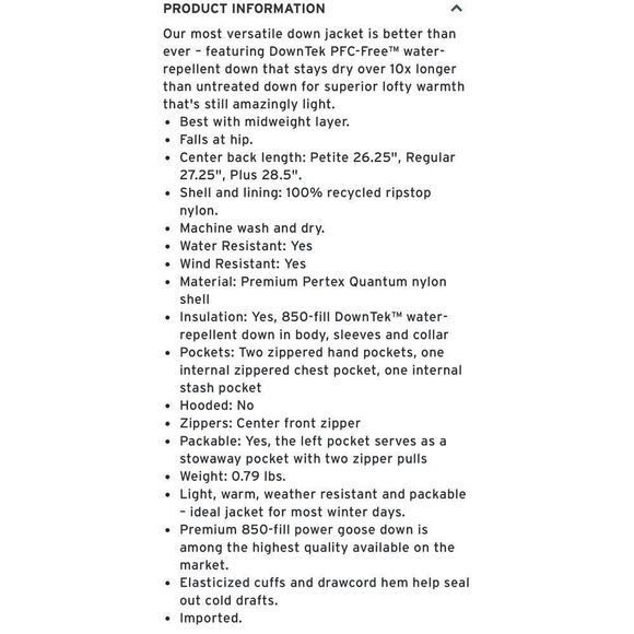 L.L. Bean 850 Down Fill ultralight puffer jacket orange XL petite - Picture 13 of 13